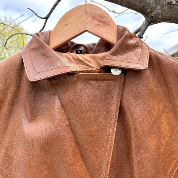 Vintage Marciano buffalo leather single-breasted trench coat - Picture 8 of 12